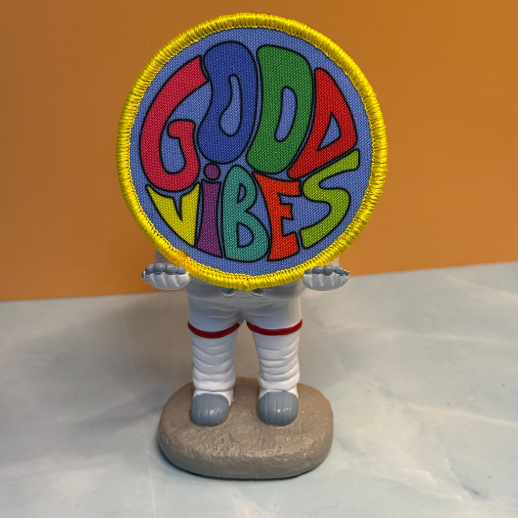 Good Vibes Only Funny Retro Printed Morale Patch, 3" Round | VELCRO® Brand Hook Backing