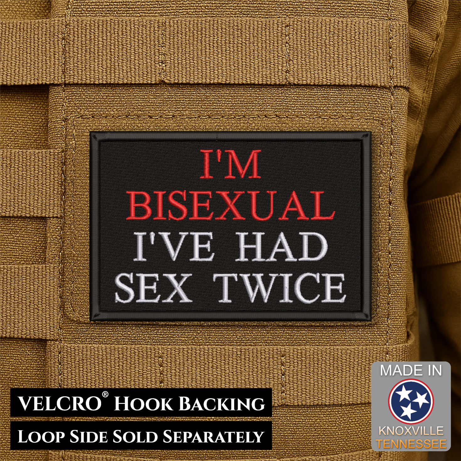 I'm Bisexual - I've Had Sex Twice Funny Morale Patch, 2x3" | Made in USA | VELCRO® Brand Hook Backing