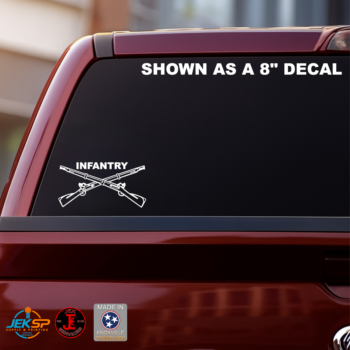 Infantry Crossed Rifles Vinyl Decal | Military Vehicle Window Sticker | Made In USA