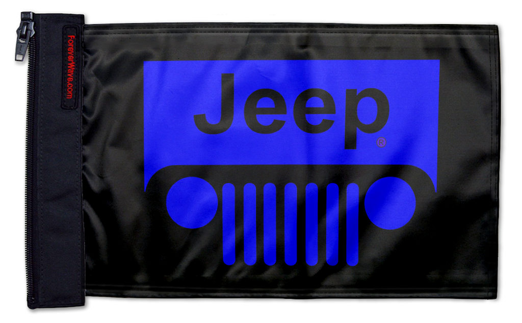 Jeep Grill 12"x18" Forever Wave Flag for Golf Carts