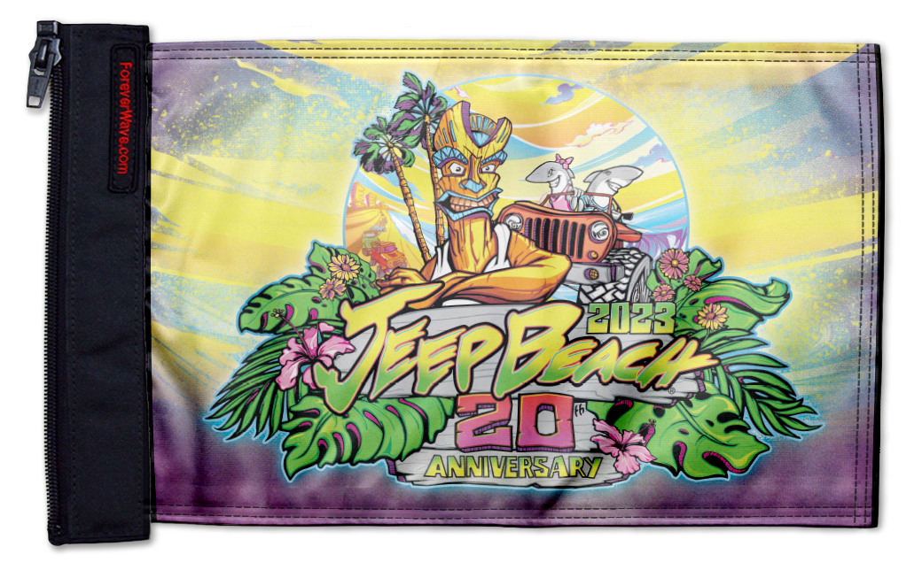 Jeep Beach 2023 12"x18" Forever Wave Flag for Boats