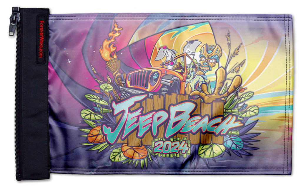 Jeep Beach 2024 12"x18" Forever Wave Flag for Boats