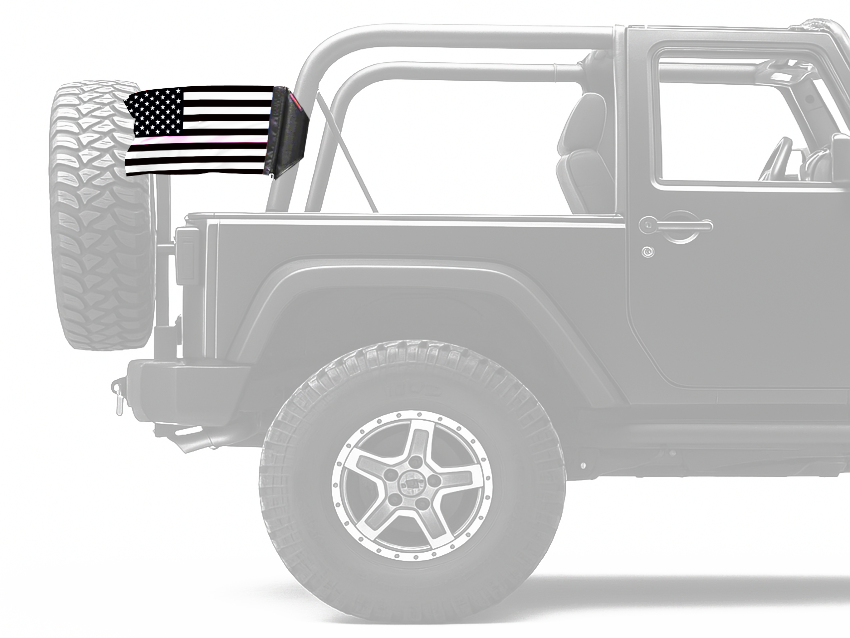 USA Subdued Thin Pink Line 12"x18" Forever Wave Flag for Jeep Wrangler TJ 1996-2006