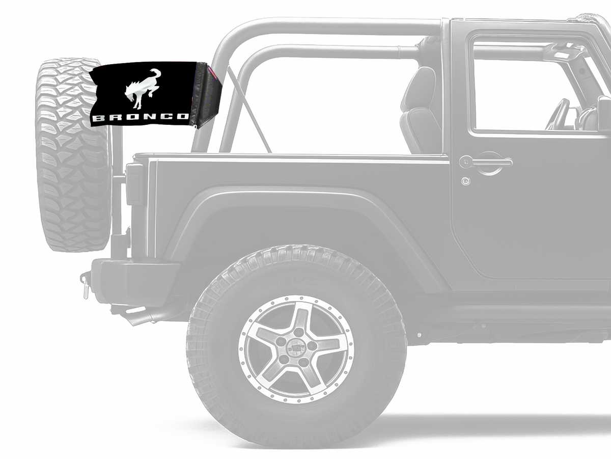 Bucking Bronco 12"x18" Forever Wave Flag for Jeep Wrangler JKU 4-Door 2007-2018