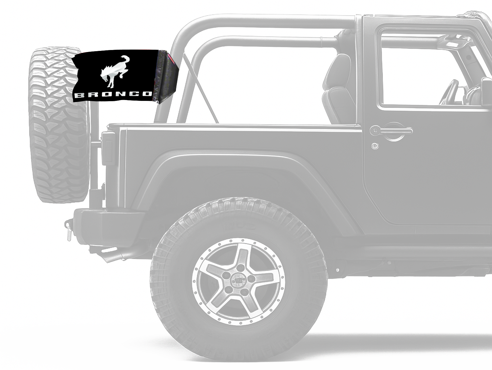 Bucking Bronco 12"x18" Forever Wave Flag for Jeep Wrangler YJ 1986-1995