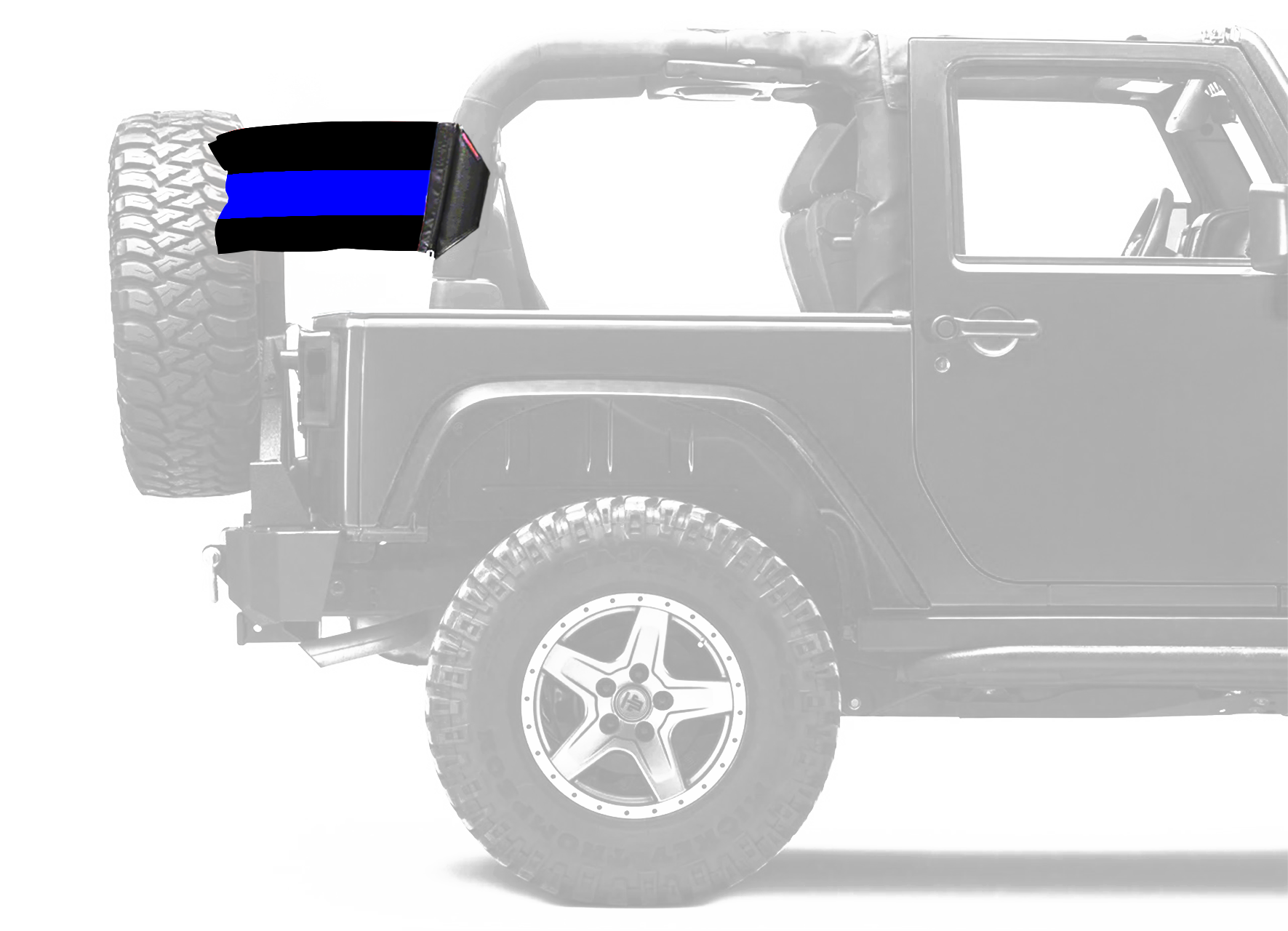 Thin Blue Line 12"x18" Forever Wave Flag for Jeep Wrangler JK 2-Door 2007-2018