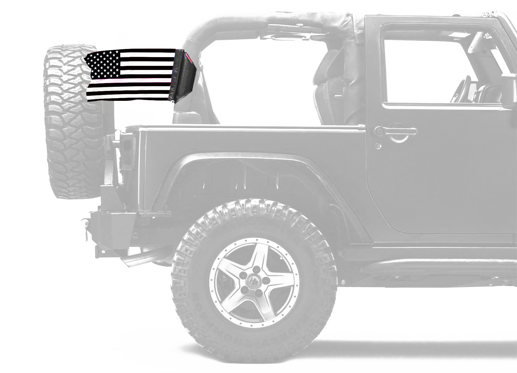USA Subdued Thin Pink Line 12"x18" Forever Wave Flag for Jeep Wrangler JKU 4-Door 2007-2018
