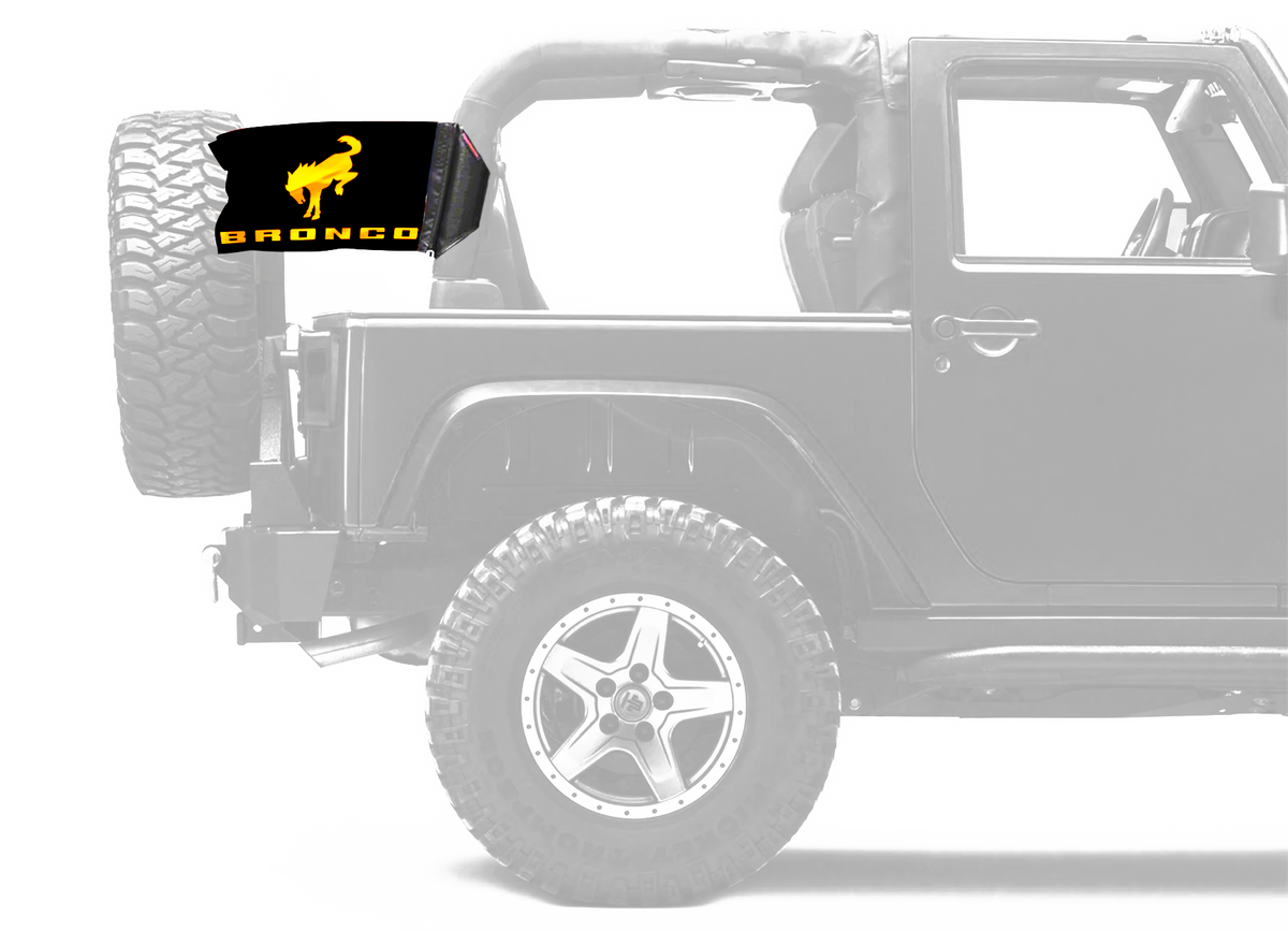 Bucking Bronco 12"x18" Forever Wave Flag for Jeep Wrangler JKU 4-Door 2007-2018