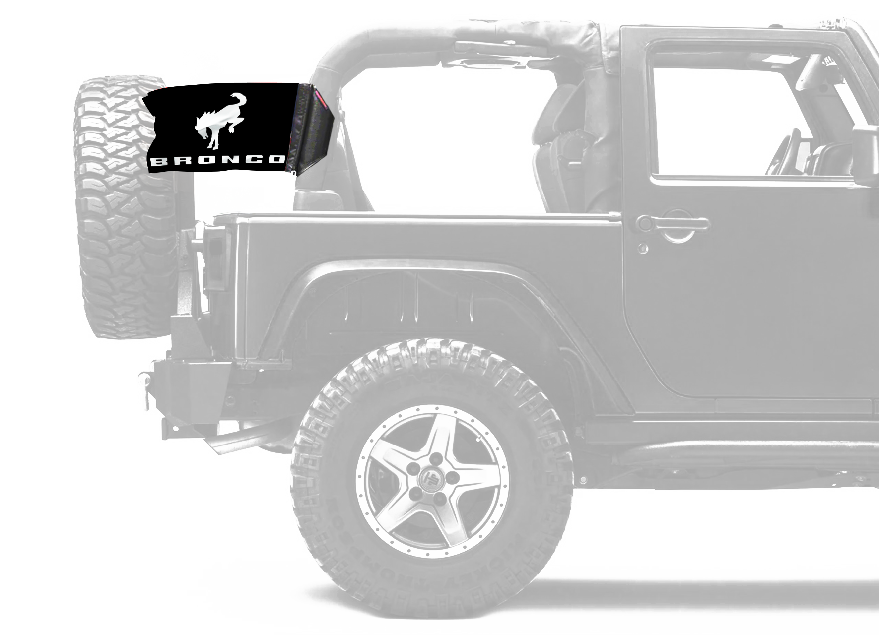 Bucking Bronco 12"x18" Forever Wave Flag for Jeep Wrangler JK 2-Door 2007-2018