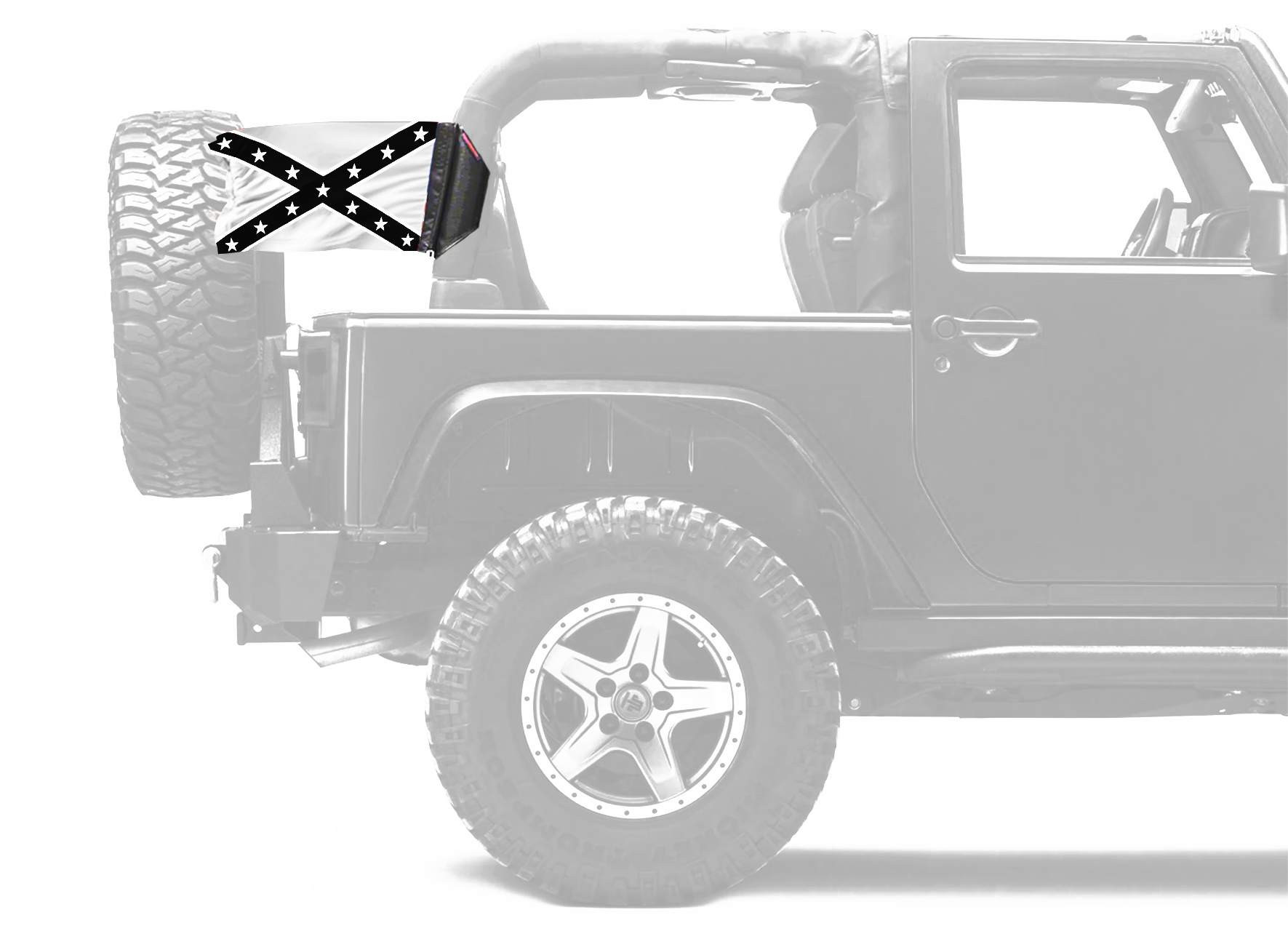 Confederate Subdued 12"x18" Forever Wave Flag for Jeep Wrangler JK 2-Door 2007-2018