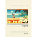 Vintage Lined Notebook Aloha, Greetings from Hawaii, Hula Girl on Beach
