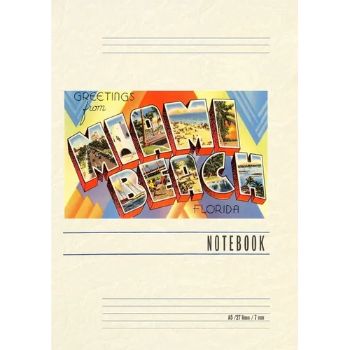 Vintage Lined Notebook Greetings from Miami Beach