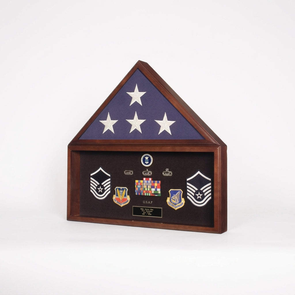 Burial Flag Medal Display case, Flag Document Holder, 4' x 6' flag
