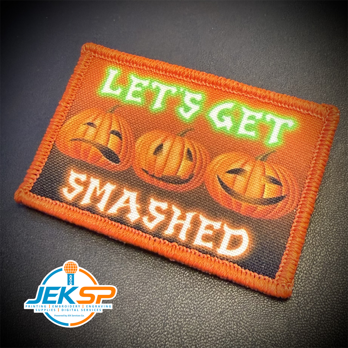 Halloween Smashed Pumpkins Funny Morale Patch, 2x3" | Made in the USA | VELCRO® Brand Hook Backing