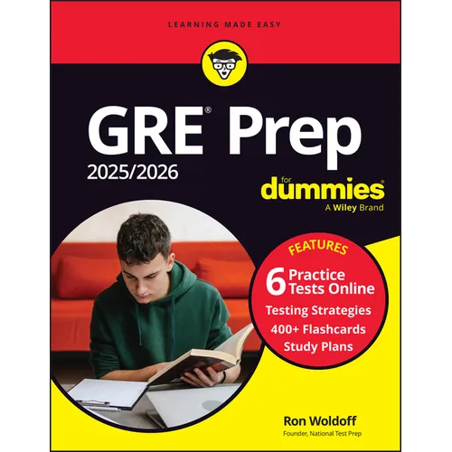 GRE Prep 2025/2026 for Dummies: Book + 6 Practice Tests + 400 Flashcards Online - Paperback