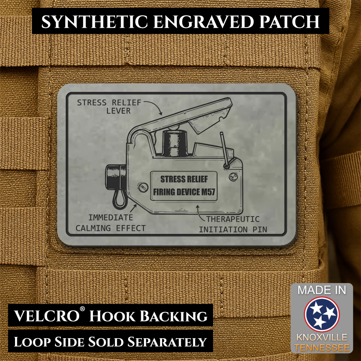 M57 Claymore Mine Clacker Funny Morale Patch, 2x3" | Made in USA | VELCRO® Brand Hook Backing