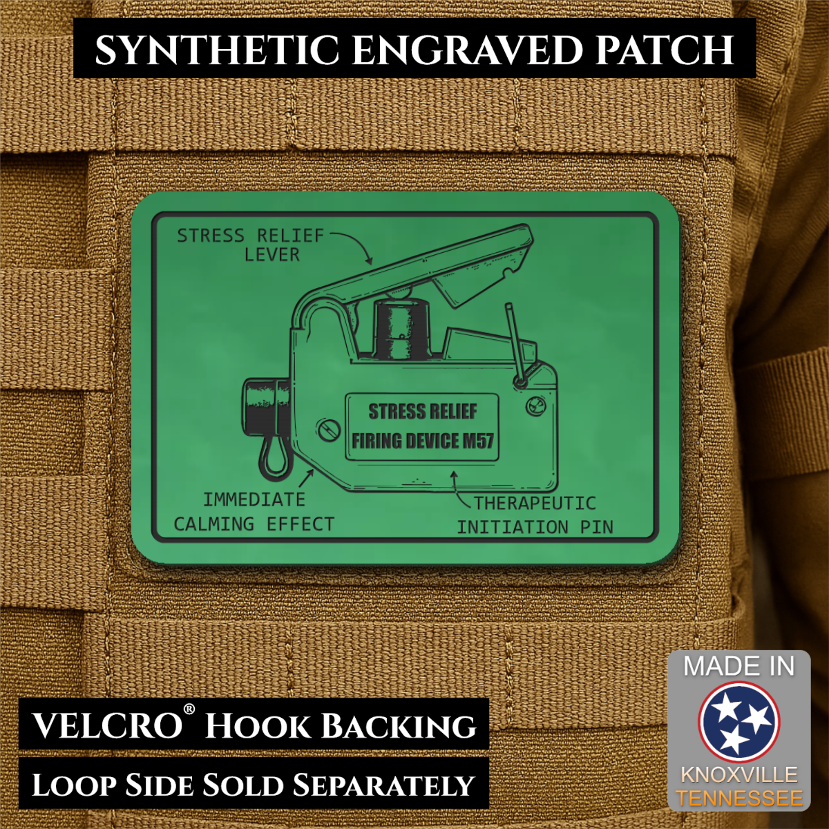 M57 Claymore Mine Clacker Funny Morale Patch, 2x3" | Made in USA | VELCRO® Brand Hook Backing
