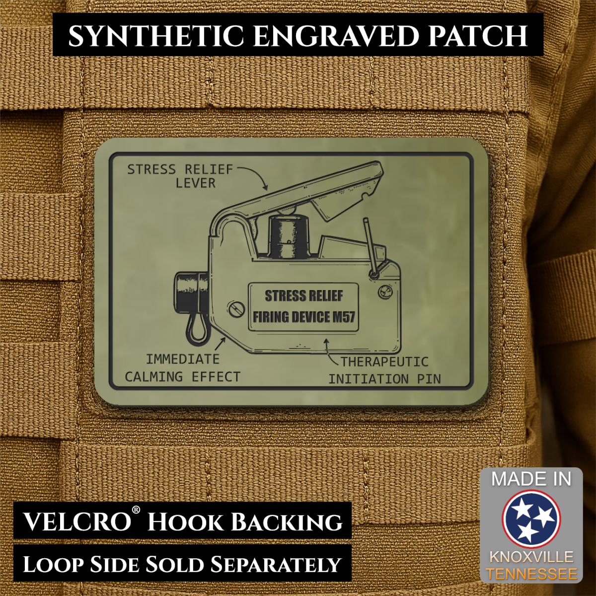 M57 Claymore Mine Clacker Funny Morale Patch, 2x3" | Made in USA | VELCRO® Brand Hook Backing