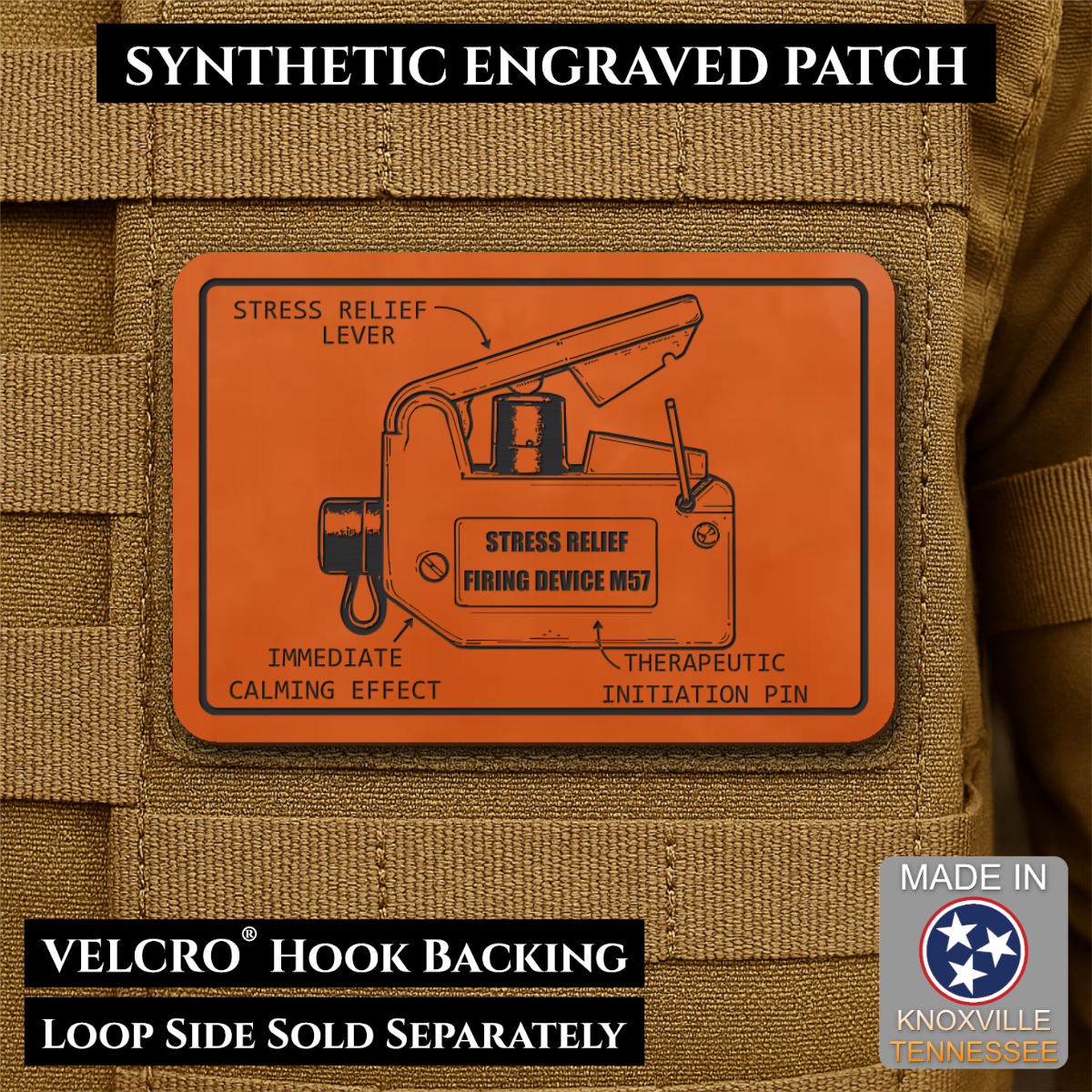 M57 Claymore Mine Clacker Funny Morale Patch, 2x3" | Made in USA | VELCRO® Brand Hook Backing