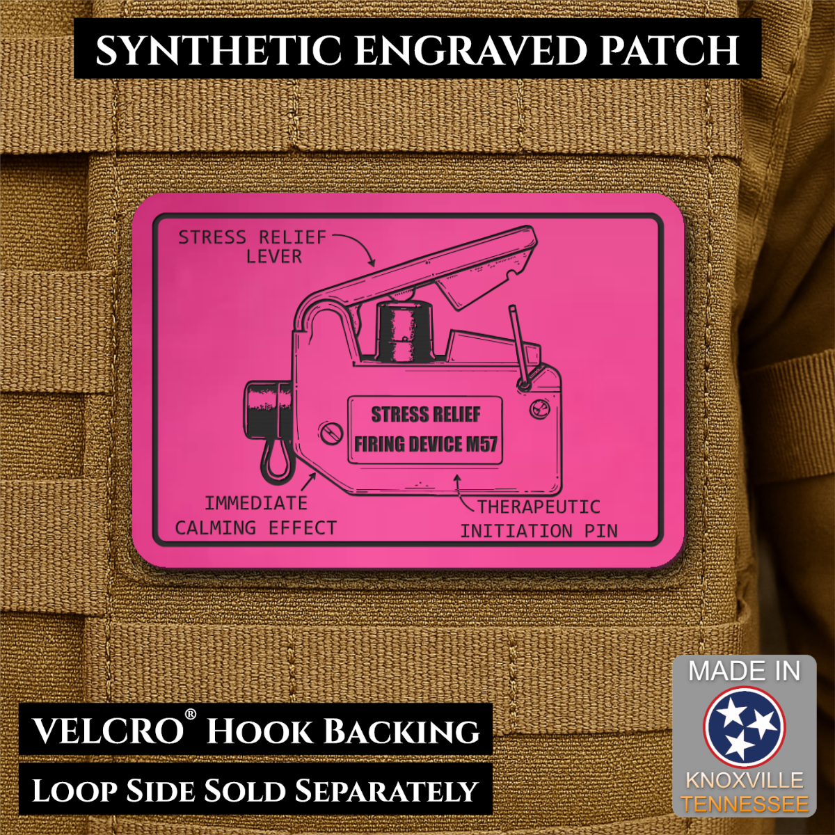 M57 Claymore Mine Clacker Funny Morale Patch, 2x3" | Made in USA | VELCRO® Brand Hook Backing