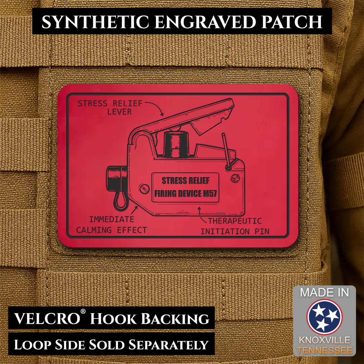 M57 Claymore Mine Clacker Funny Morale Patch, 2x3" | Made in USA | VELCRO® Brand Hook Backing