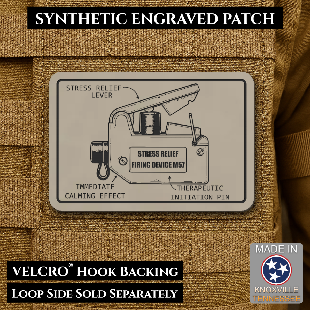 M57 Claymore Mine Clacker Funny Morale Patch, 2x3" | Made in USA | VELCRO® Brand Hook Backing