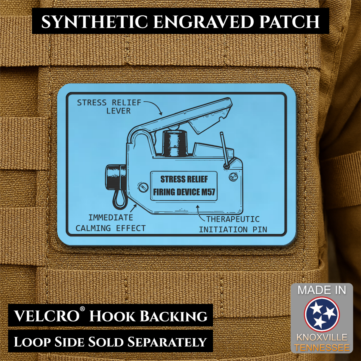 M57 Claymore Mine Clacker Funny Morale Patch, 2x3" | Made in USA | VELCRO® Brand Hook Backing