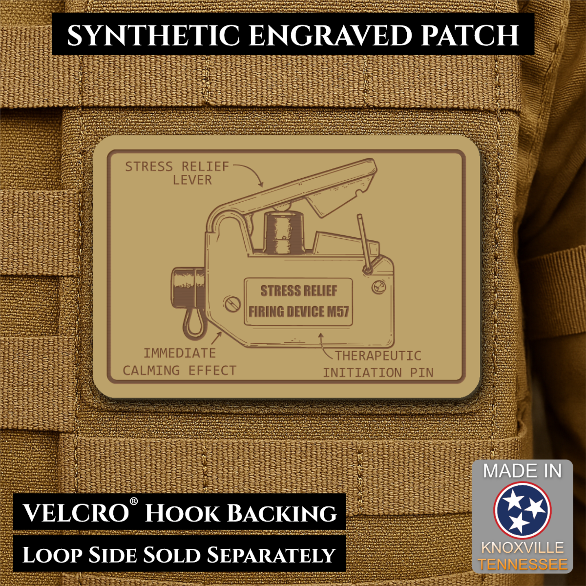 M57 Claymore Mine Clacker Funny Morale Patch, 2x3" | Made in USA | VELCRO® Brand Hook Backing