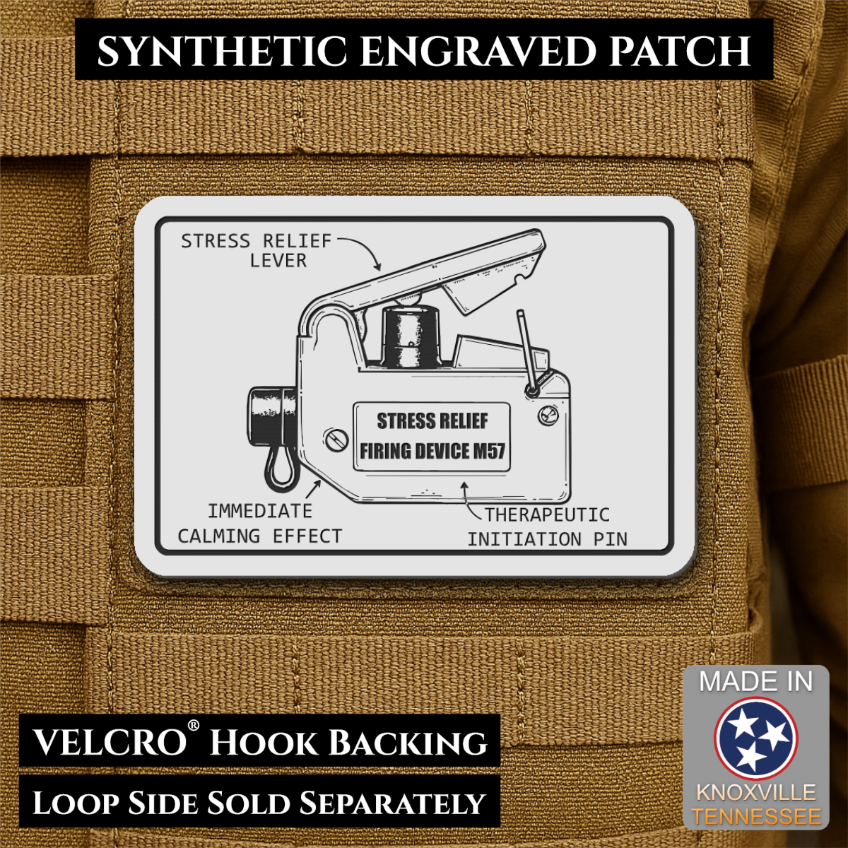 M57 Claymore Mine Clacker Funny Morale Patch, 2x3" | Made in USA | VELCRO® Brand Hook Backing