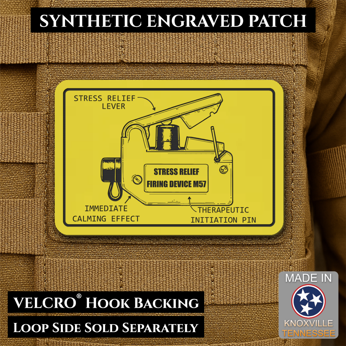 M57 Claymore Mine Clacker Funny Morale Patch, 2x3" | Made in USA | VELCRO® Brand Hook Backing