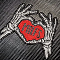 Everyone Loves Hot Moms - Skeleton Heart Hands Love MILFS -   Embroidered Patch