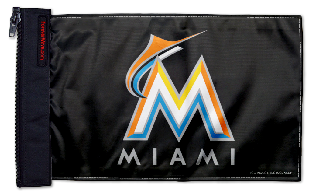 Miami Marlins 11"x17" Forever Wave Flag for Jeep Wrangler JLU 4-Door 2018-Present