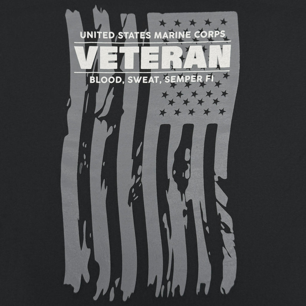 Marines Veteran Flag Long Sleeve T-Shirt (Black)