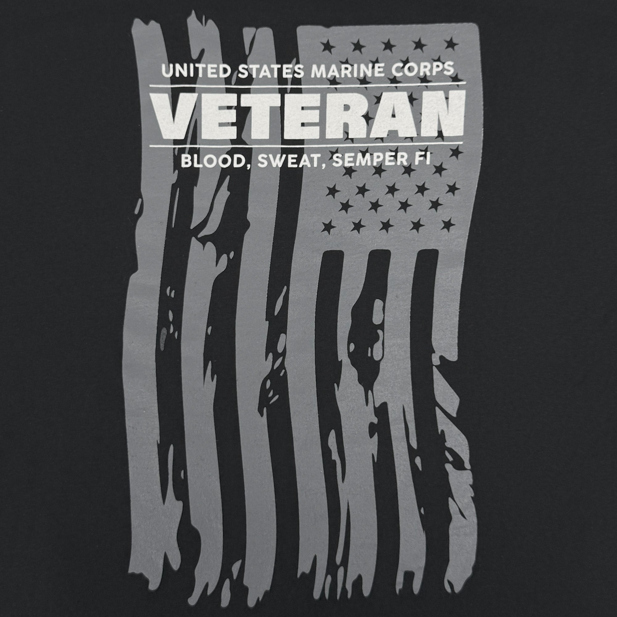 Marines Veteran Flag Long Sleeve T-Shirt (Black)