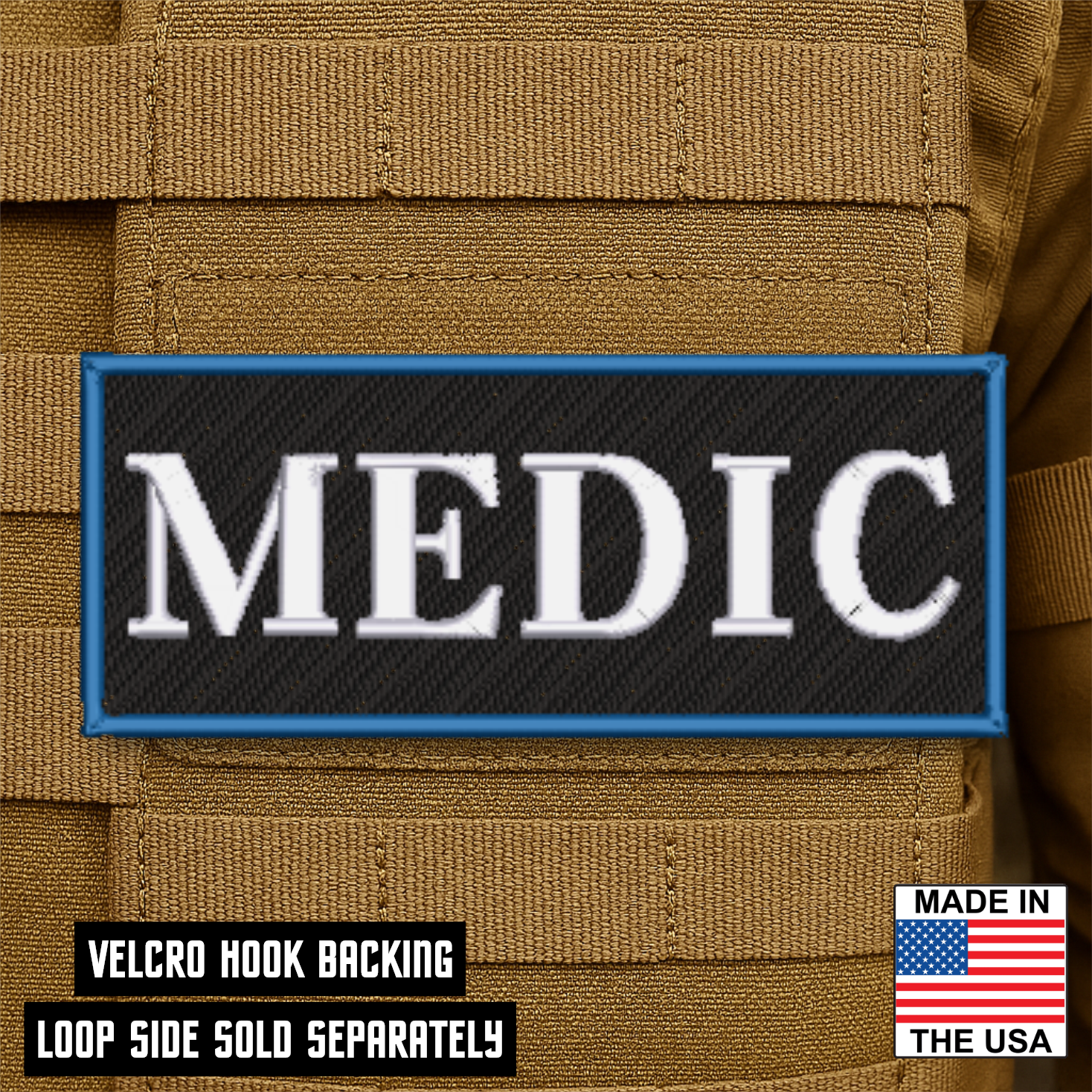 Medic ID Plate Carrier Patch 2.5" x 6" Hook & Loop | Made in USA