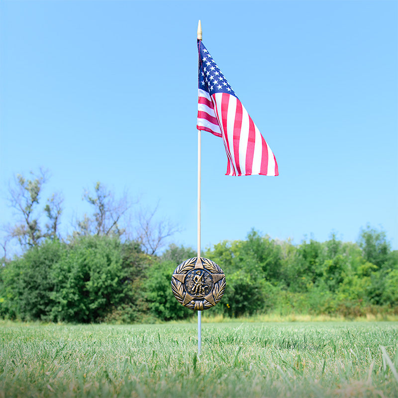 Revolutionary War Veteran Grave Marker & Flag Holder with Aluminum Ground Spike | Made in USA