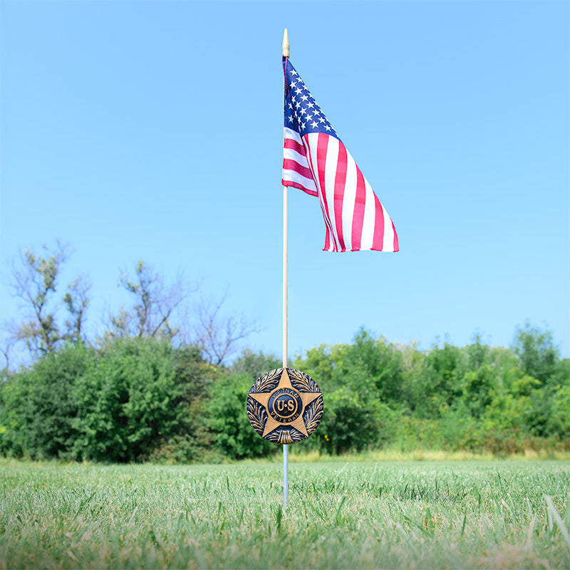 Vietnam Veteran Grave Marker & Flag Holder with Aluminum Ground Spike | Made in USA