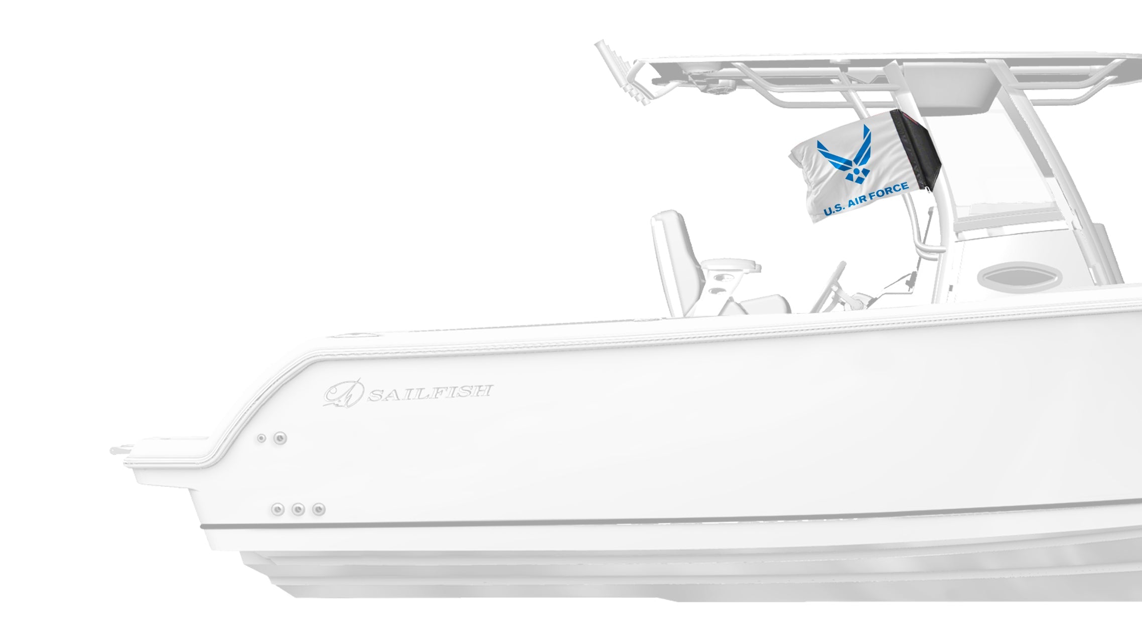 Air Force White12"x18" Forever Wave Flag for Boats