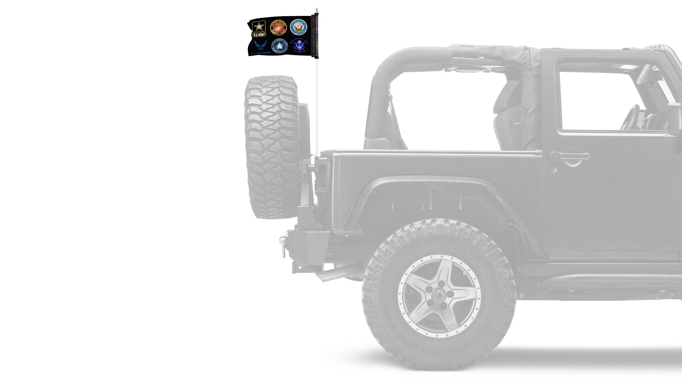 Armed Forces 12"x18" Forever Wave Flag for Jeep Wrangler JK 2-Door 2007-2018