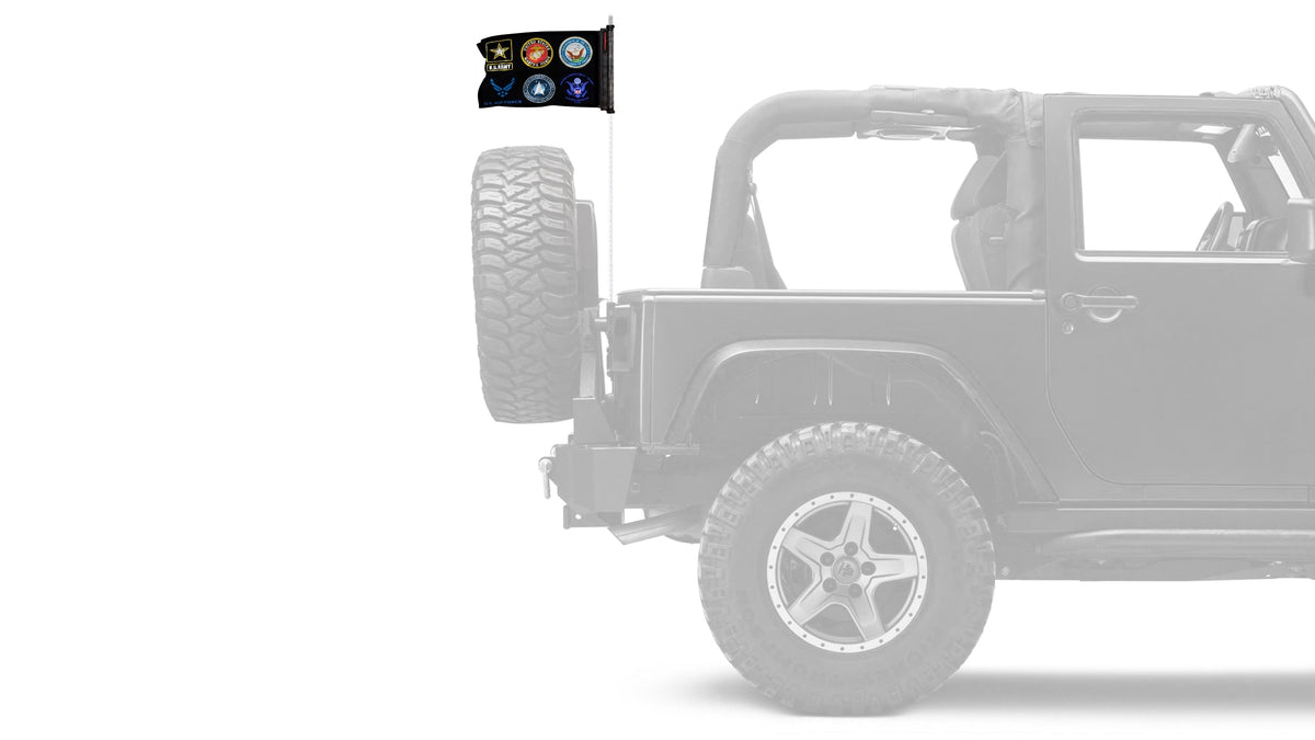 Armed Forces 12"x18" Forever Wave Flag for Jeep Wrangler JL 2-Door 2018-Present
