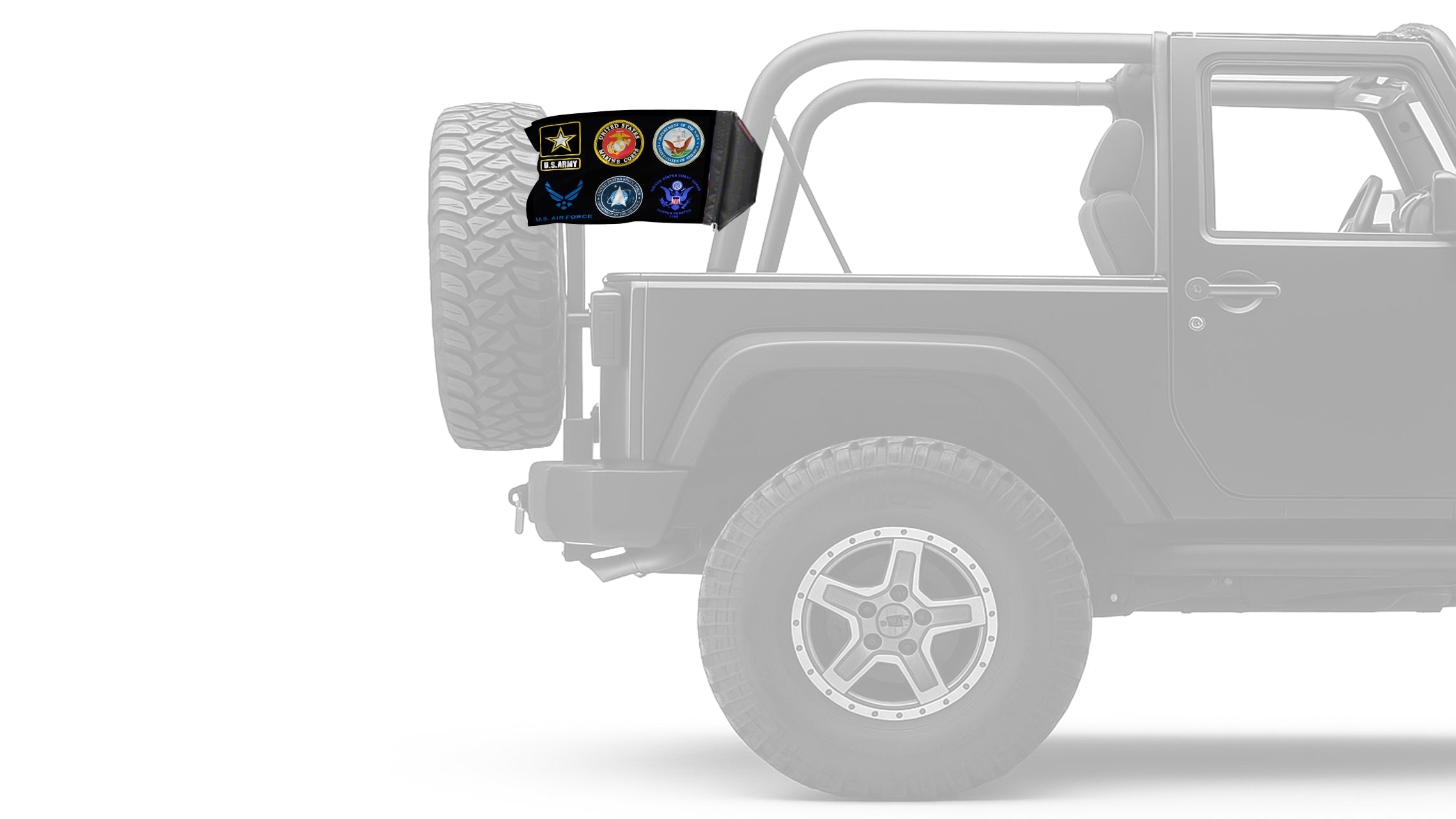 Armed Forces 12"x18" Forever Wave Flag for Jeep Wrangler YJ 1986-1995