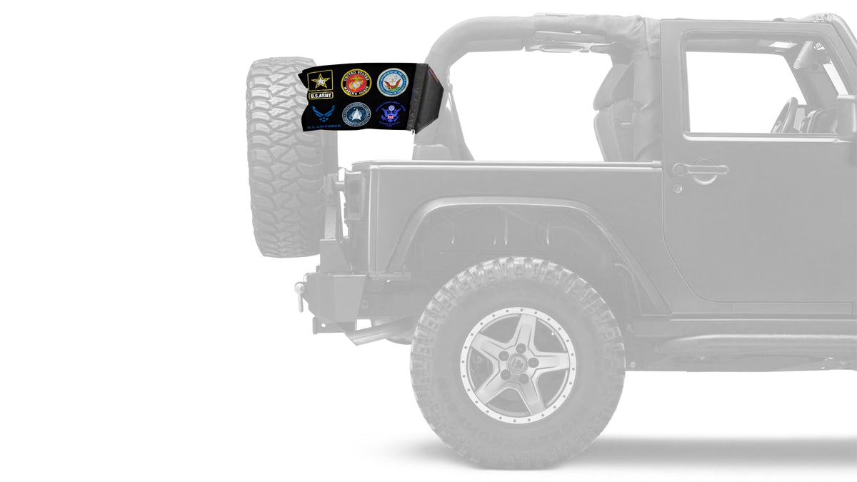 Armed Forces 12"x18" Forever Wave Flag for Jeep Wrangler JK 2-Door 2007-2018
