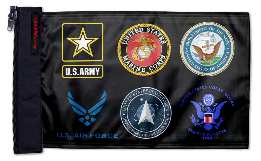 Armed Forces 12"x18" Forever Wave Flag for Jeep Wrangler JK 2-Door 2007-2018