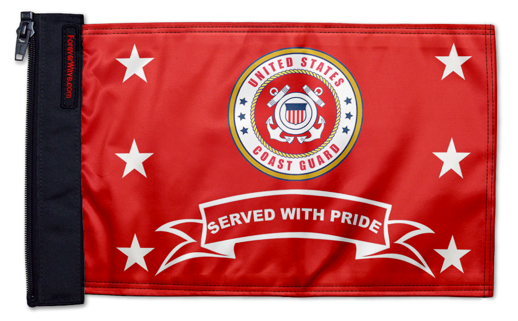 Coast Guard Served With Pride 12"x18" Forever Wave Flag for Jeep Wrangler CJ-7 and CJ-8 1976-1986