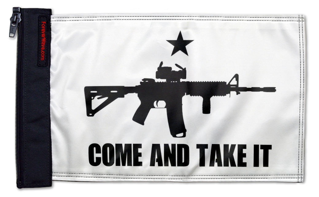 Gonzales Machine Gun 12"x18" Forever Wave Flag for Bronco