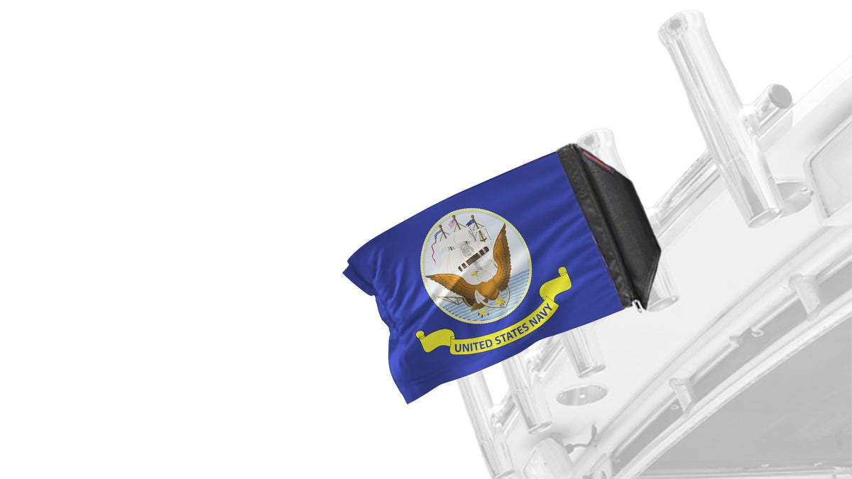 Navy 12"x18" Forever Wave Flag for Boats