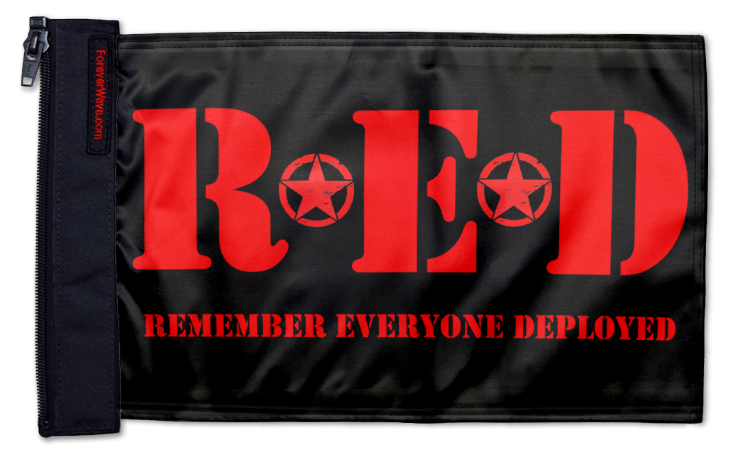 Remember Everyone Deployed 12"x18" Forever Wave Flag for Golf Carts