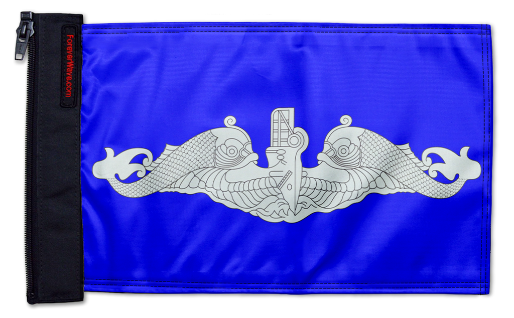 Submarine Silver Dolphins 12"x18" Forever Wave Flag for Jeep Wrangler JK 2-Door 2007-2018