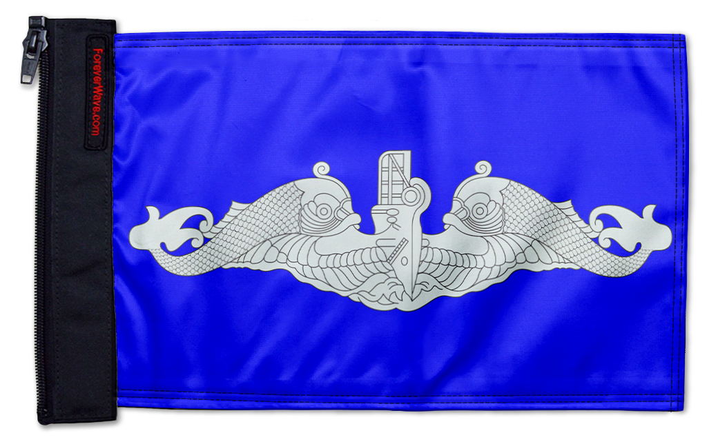 Submarine Silver Dolphins 12"x18" Forever Wave Flag for Jeep Wrangler LJ 2003-2006