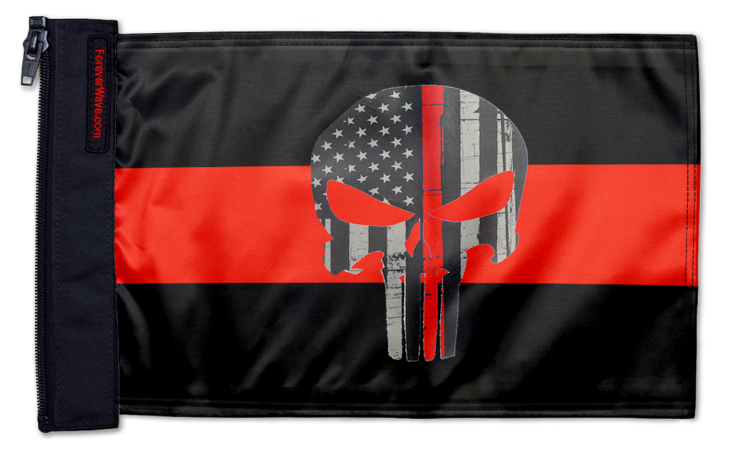 Thin Red Line Punisher 12"x18" Forever Wave Flag